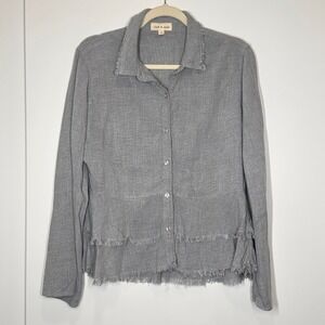 Anthropologie CLOTH & STONE Tiered Shirt Size M Shirt Fringed Long Sleeve